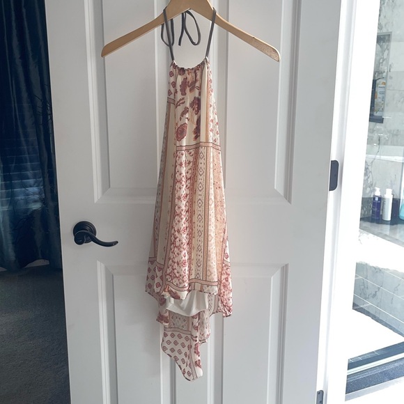 BAILEY 44 Toubakal Chiffon Halter Floral High Low Bohemian Cream Brown Leather M - Picture 4 of 12